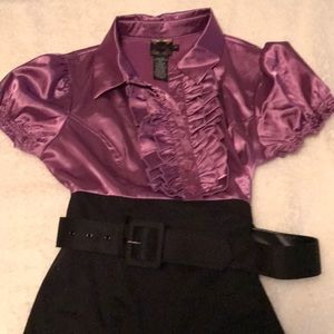 Purple and black ruffles top dress